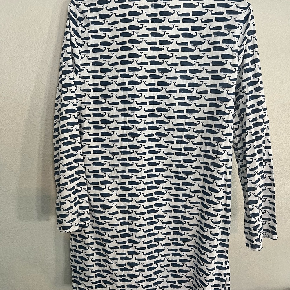 Mud Pie Navy and White Whale Print Coverup Whales 🐳 - Picture 3 of 3